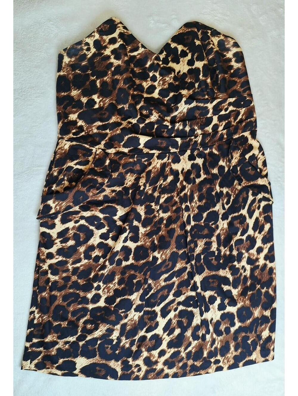 SNAP Leopard Print Strapless Sweetheart Dress 14W Plus Size Y2K Party Cocktail